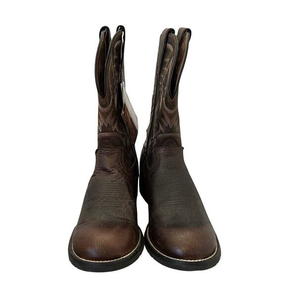 Tony Lama Pitstop Stockman Western Boot Mens 10 EXTRA WIDE Leather Ranch NEW - Picture 3 of 11